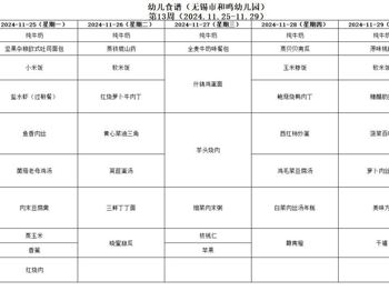 2024年秋学期第十三周幼儿健康食谱