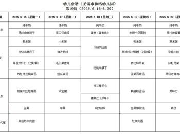 2025年春学期第十九周幼儿健康食谱