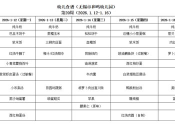 2025年秋学期第二十周幼儿健康食谱